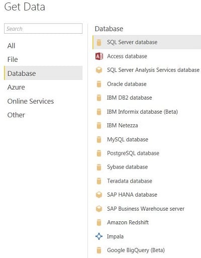 Power BI Desktop - Get Data - Databases - Power BI SQL Server'dan Veri Çekme(Get Data From Database)
